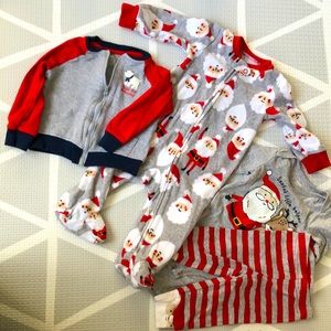 Two sets of Size 6M Christmas PJs & free zip-up